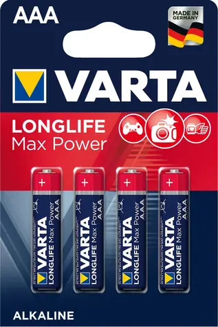 Varta Longlife Max Power Baterie AAA 4ks / 1.5V / alkalická / v blistru