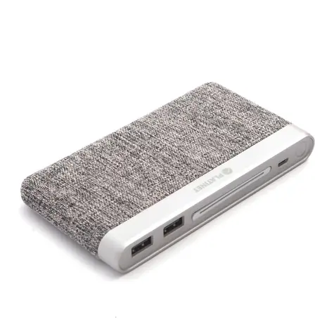 PLATINET PMPB10FG šedá / powerbanka / 10 000 mAh / Li-Pol / 2x USB + microUSB / látkově oplétaná
