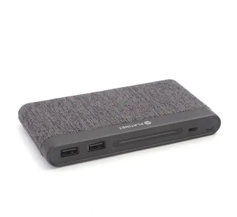 PLATINET PMPB10FGD tmavě šedá / powerbanka / 10 000 mAh / Li-Pol / 2x USB + microUSB / látkově oplétaná