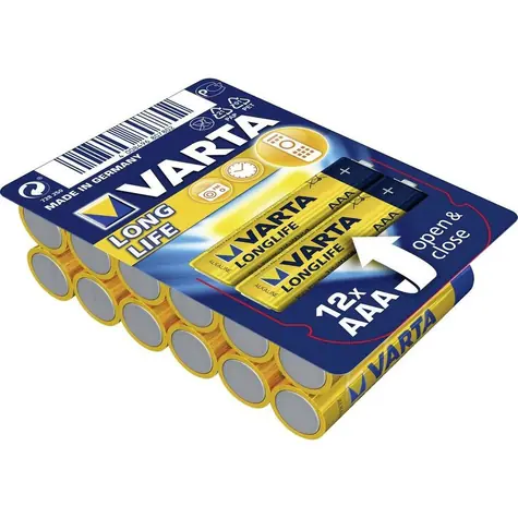 Varta Longlife Baterie AAA 12ks / 1.5V / 1200 mAh / alkalická / v boxu