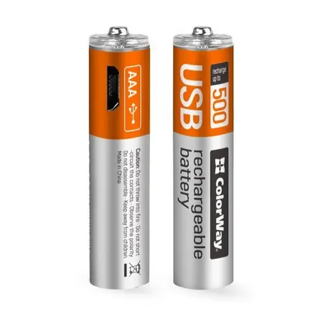 Colorway nabíjecí baterie AAA / 400 mAh / Li-Pol / 1.5 V / 500 cyklů / microUSB / 2 ks
