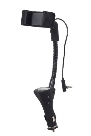 Gembird TA-CHU3 černá / držák do auta 4v1 / 55 - 85 mm / nabíječka + FM vysílač + handsfree / do 12V autozásuvky