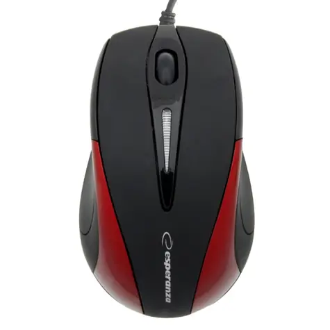 Esperanza EM102R Sirius černo-červená / optická myš / 800 DPI / USB / 3 tlačítka + kolečko / blister