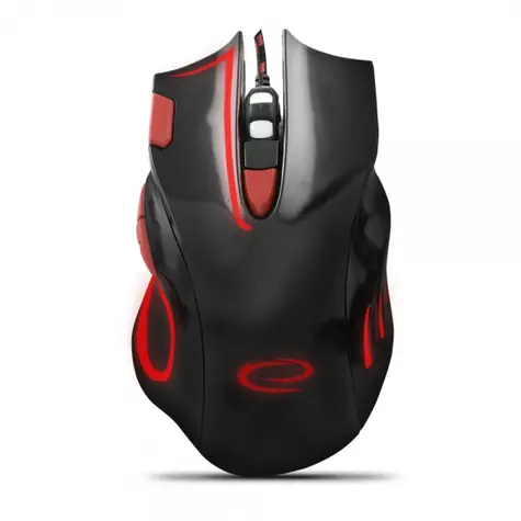 Esperanza EGM401KR Hawk černo-červená / herní optická myš / 2400 DPI / USB / 7 tlačítek + kolečko / LED / 1.5 m
