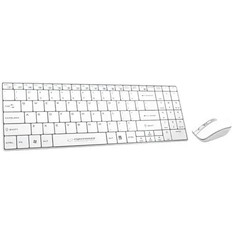Esperanza EK122W bílá / set bezdrátová klávesnice + optická myš / 2.4 GHz / USB přijímač / US layout / 1600 DPI / 4 tl.