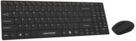 Esperanza EK122K černá / set bezdrátová klávesnice + optická myš / 2.4 GHz / USB přijímač / US layout / 1600 DPI / 4 tl.