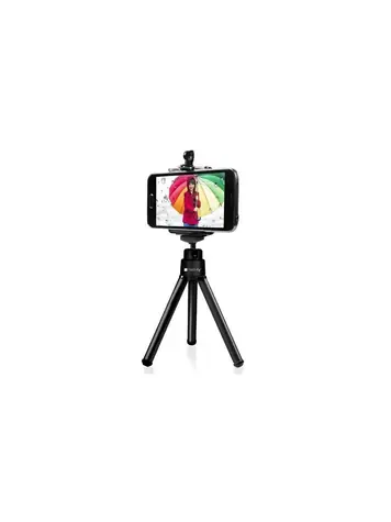 Techly Univerzální mobilní selfie stativ pro smartphone a fotoaparát / výška 95-155 mm / černá
