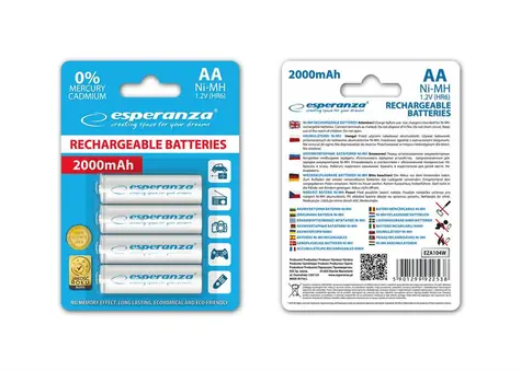 Esperanza Nabíjecí baterie AA bílá / 1.2V / 2000mAh / Ni-MH / 4 ks / v blisteru
