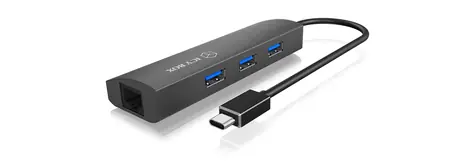 IcyBox IB-HUB1406-C USB Hub šedá / 3x USB 3.0 / 1x RJ-45