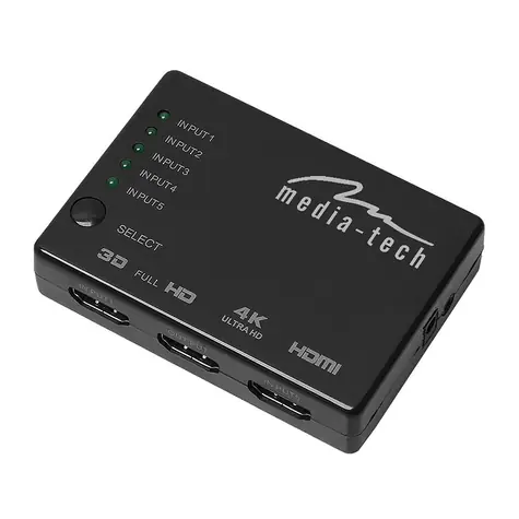 Media-Tech 5xHDMI SWITCH 4K černá / 4k x 2K @ 60 Hz / 5x HDMI input / 1x HDMI output 