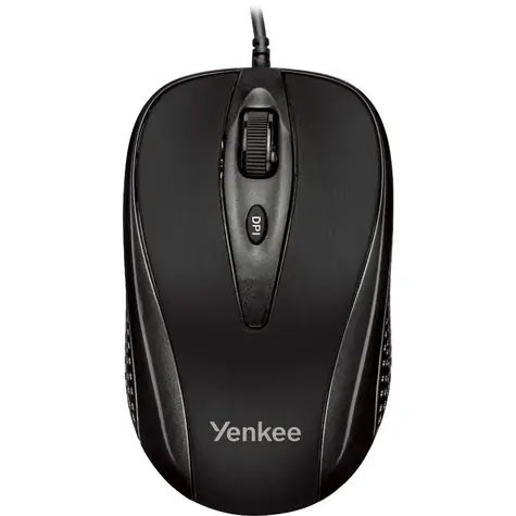 Yenkee Quito černá / Optická myš / 2400 DPI / 4 tlačítka / USB / 1.45m