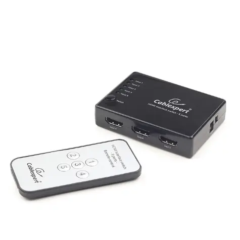 Gembird HDMI přepínač rozhraní s 5 porty / 5x HDMI IN / 1x HDMI OUT / černá