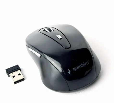 Gembird MUSW-6B-01 bezdrátová optická myš černá / 1600 DPI / nano USB / 4 tlačítka