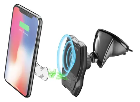 Cellularline MAG4 Pilot Force Wireless Magnetický držák s přísavkou a bezdrátovým nabíjením černá