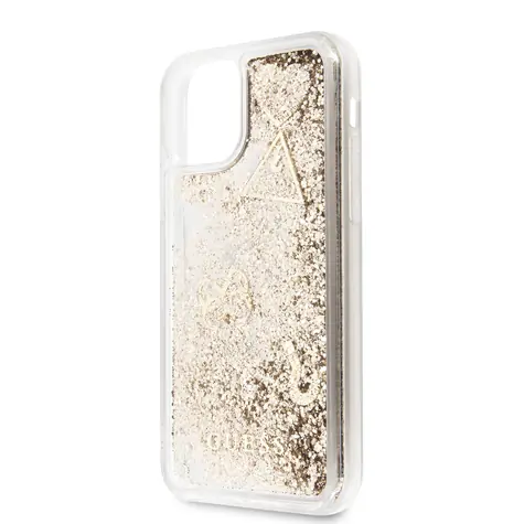 GUESS Glitter Hearts Zadní Kryt pro Apple iPhone 11 zlatá