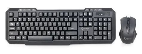 Gembird KBS-WM-02 / bezdrátový set klávesnice + myš / US layout / společný USB reciever / černá