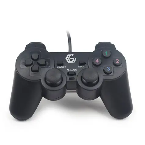 Gembird JPD-UDV-01 PC USB gamepad černá / duální vibrace / 4-way D-pad / 10 tlačítek / kabel 1.8m