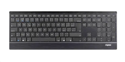 Rapoo E9500M Multi-mode černá / bezdrátová klávesnice / 2.4 GHz / BT 3.0 a 4.0 / ultra-tenká / Nano USB / 2x AA baterie