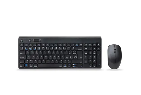 Rapoo 8050T Multi-mode černá / bezdrátová sada klávesnice a myši / 2.4 GHz / BT 3.0 a 4.0 / CZ verze