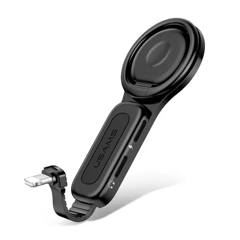 USAMS SJ274 Dual Lightning Ring Holder Adapter černá