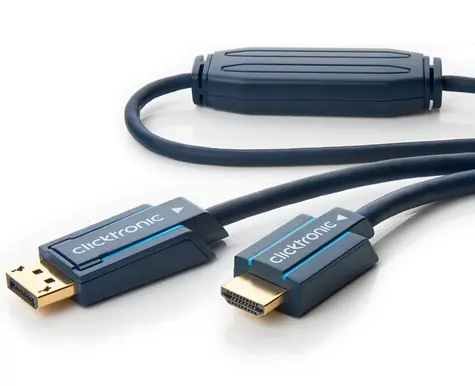 ClickTronic HQ OFC kabel DisplayPort - HDMI typ A / zlacené konektory / 3D / 10m