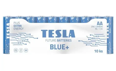 Tesla BLUE+ Zinc Carbon tužková baterie AA (R06) 10 ks / fólie