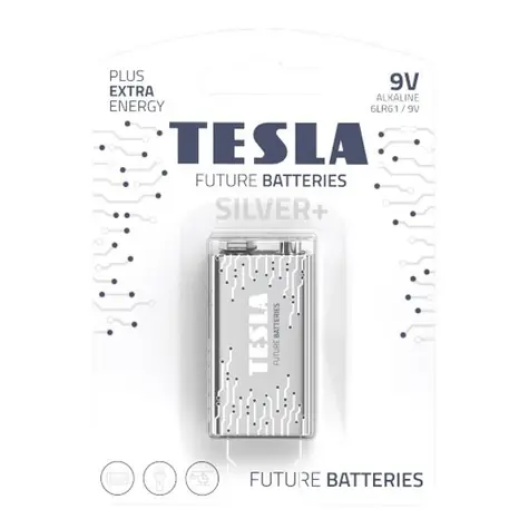 Tesla SILVER+ alkalická baterie 9V (6LR61) 1 ks / blister