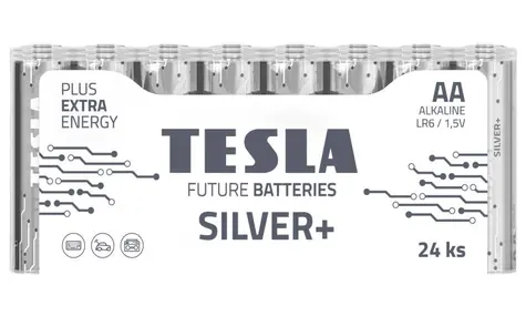 Tesla SILVER+ alkalická tužková baterie AA (LR06) 24 ks / fólie