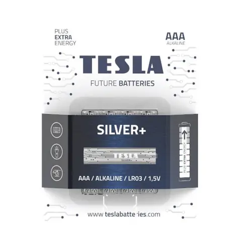 Tesla SILVER+ alkalická mikrotužková baterie AAA (LR03) 4 ks / blister