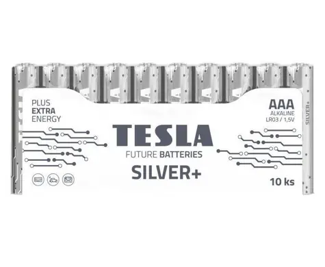 Tesla SILVER+ alkalická mikrotužková baterie AAA (LR03) 10 ks / fólie