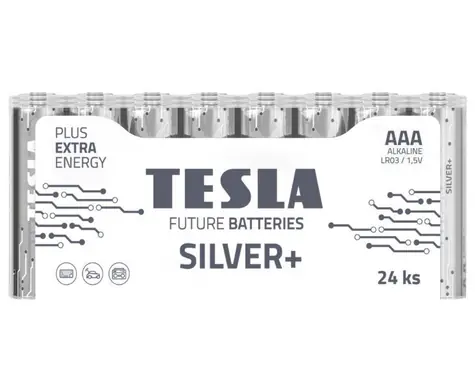 Tesla SILVER+ alkalická mikrotužková baterie AAA (LR03) 24 ks / fólie
