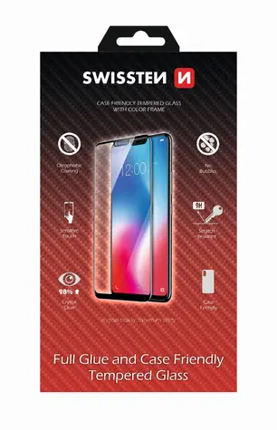 SWISSTEN FULL GLUE COLOR FRAME CASE FRIENDLY sklo pro HUAWEI Y7 2019 černá