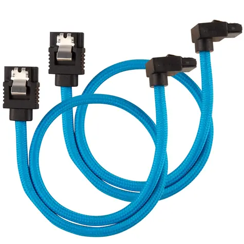 Corsair Premium Sleeved SATA 6Gbps kabel lomený 30cm modrá (2ks)