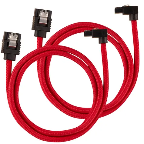 Corsair Premium Sleeved SATA 6Gbps kabel lomený 60cm červená (2ks)