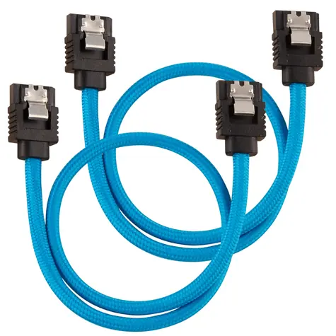 Corsair Premium Sleeved SATA 6Gbps kabel rovný 30cm modrá (2ks)