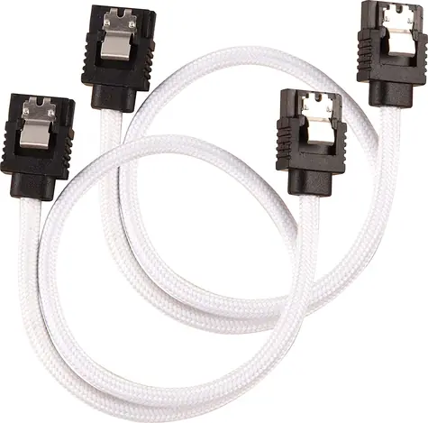 Corsair Premium Sleeved SATA 6Gbps kabel rovný 30cm bílá (2ks)