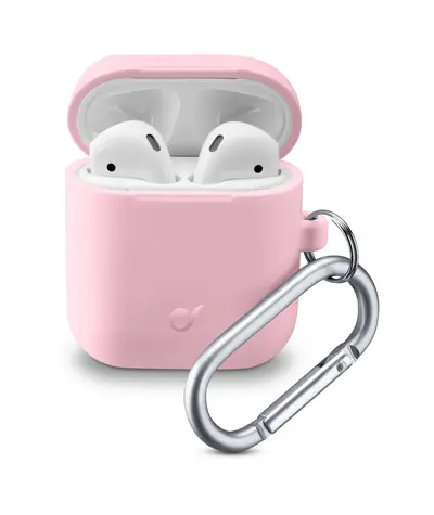 Cellularline Bounce Ochranný kryt s karabinou pro Apple AirPods 1 & 2 růžová