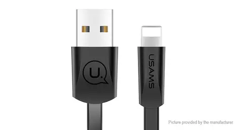 USAMS SJ199 Flat Datový Kabel Lightning 2A černá