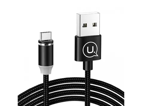 USAMS SJ293 U-Sure Magnetický Datový Kabel Type-C černá