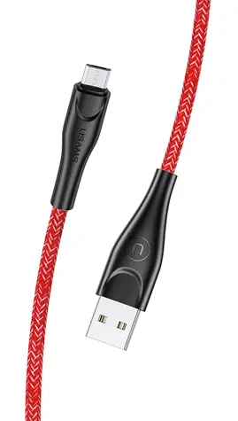 USAMS SJ399 U41 Braided Datový Kabel microUSB 3m červená