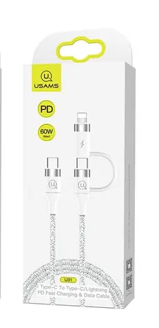 USAMS SJ403 U31 Datový Kabel Type-C - Type-C (Lightning) bílá