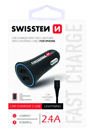 SWISSTEN CL adaptér 2.4A 2x USB + KABEL LIGHTNING