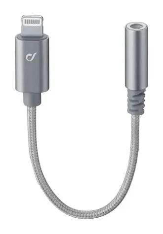 Cellularline Music Enabler Extra odolný adaptér z konektoru Lightning na 3.5 mm jack šedá / MFI certifikace