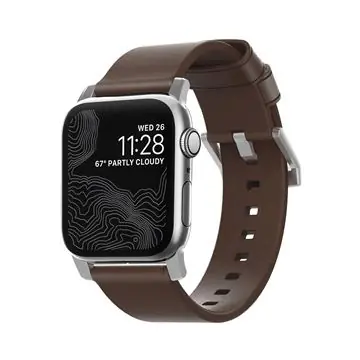 Nomad Leather kožený řemínek pro Apple Watch (38 & 40 mm) hnědá kůže stříbrná přezka