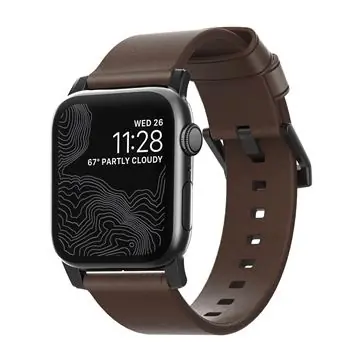 Nomad Leather kožený řemínek pro Apple Watch (42 & 44 mm) hnědá kůže černá přezka