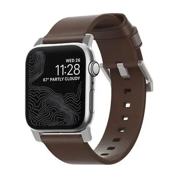 Nomad Leather kožený řemínek pro Apple Watch (42 & 44 mm) hnědá kůže stříbrná přezka