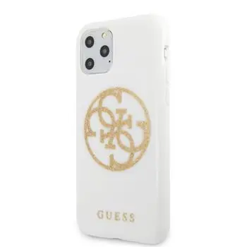 GUESS 4G Glitter Circle Zadní Kryt pro Apple iPhone 11 Pro Max bílo-zlatá / doprodej