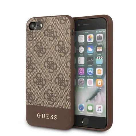 GUESS 4G Stripe Kryt pro Apple iPhone 7 & 8 & SE2 hnědá