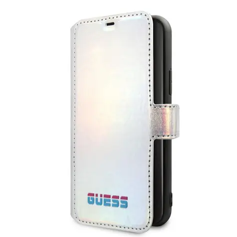GUESS Iridescent Book Pouzdro pro Apple iPhone 11 Pro Max stříbrná