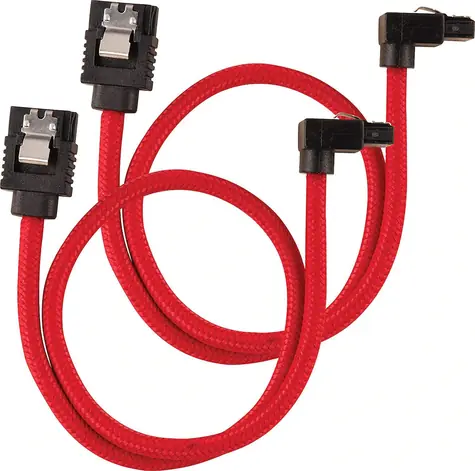 Corsair Premium Sleeved SATA 6Gbps kabel lomený červená 30cm (2ks)